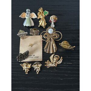 VTG Angel Religious Cherub Lapel Pins Lot-of-12 Avon Spiritual Faith Heavenly